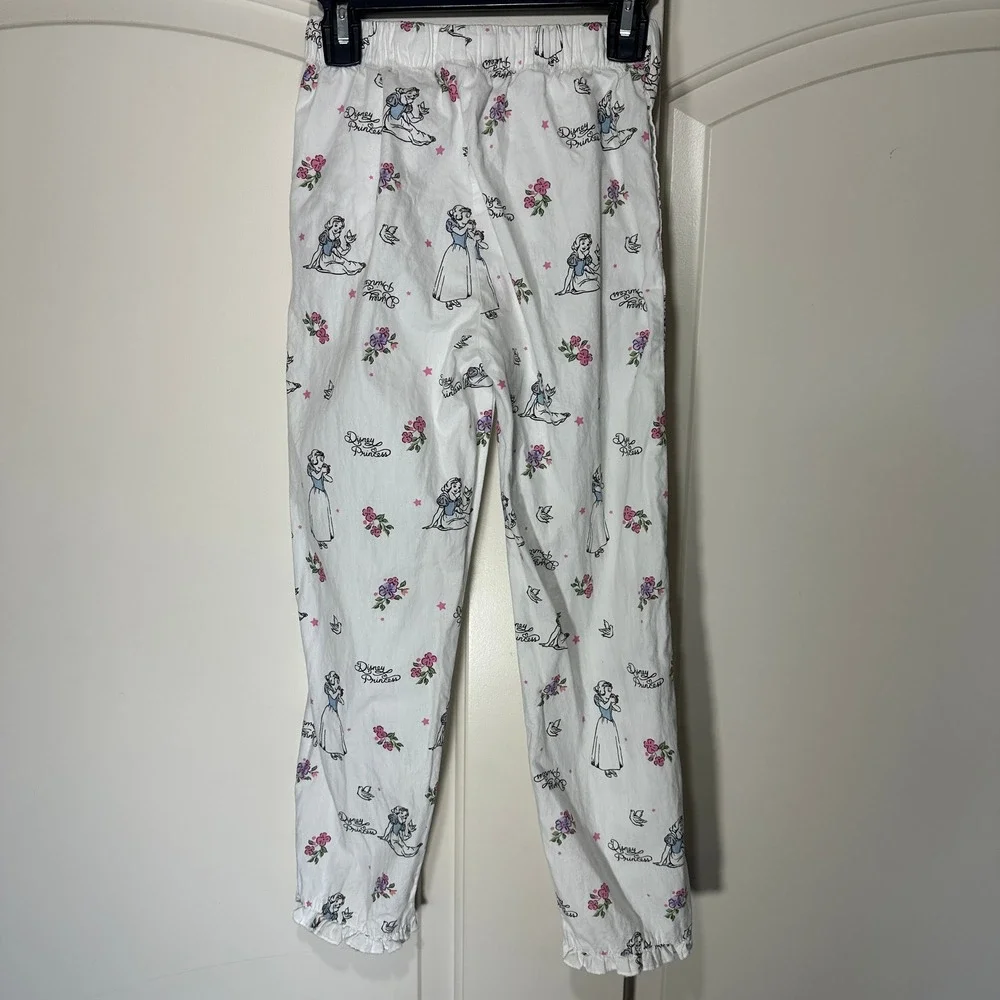 Vintage Disney Princess‎ Snow White Print Pajama Set Girls 8/9 White Cotton